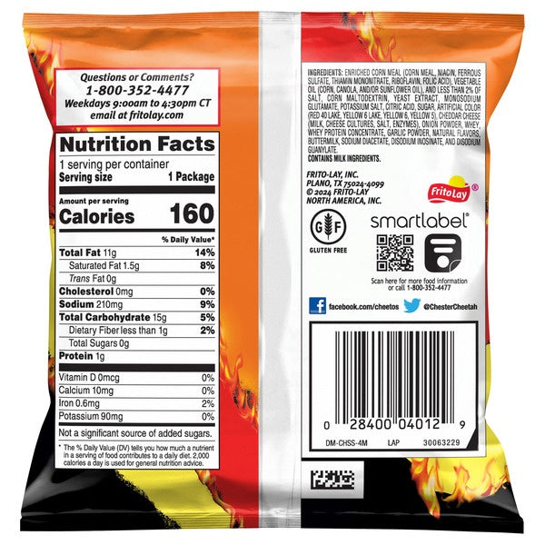 Frito-Lay Cheetos Crunchy, Flamin' Hot, 1 oz, 50 ct