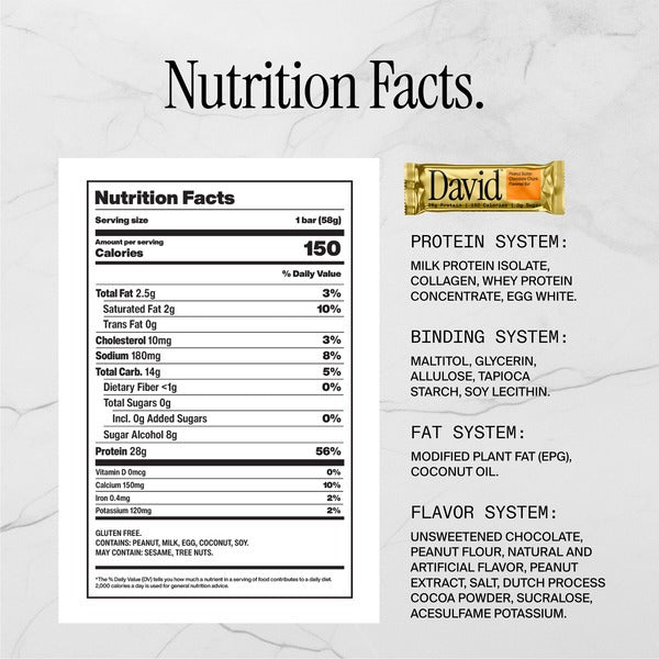 DAVID Peanut Butter Chocolate Chunk Flavored Bar