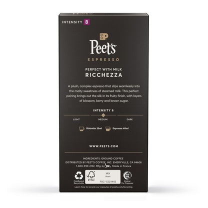Peet's Coffee Espresso Capsules, Ricchezza Intensity 8