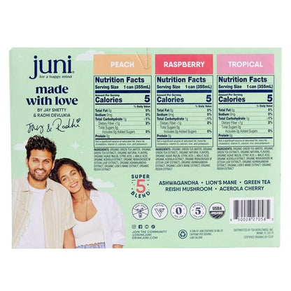 Juni Organic Sparkling Tea Variety Pack, 12 fl oz, 12-count
