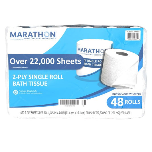 Marathon Bath Tissue, 2-Ply, 470 Sheets, 48-count