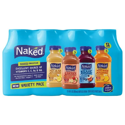 Naked Boosted Juice Smoothie, Variety Pack, 10 fl oz, 12 ct