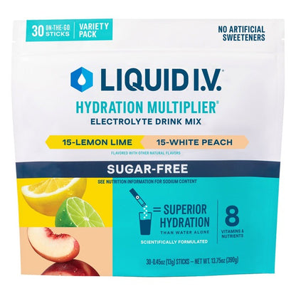 Liquid I.V. Hydration Multiplier Electrolyte Drink Mix, Sugar Free, Variety Pack, 0.45 oz, 30 ct