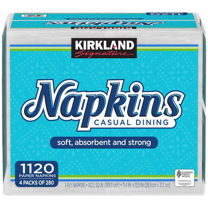Kirkland Signature Casual Dining Paper Napkins, White, 1120 ct