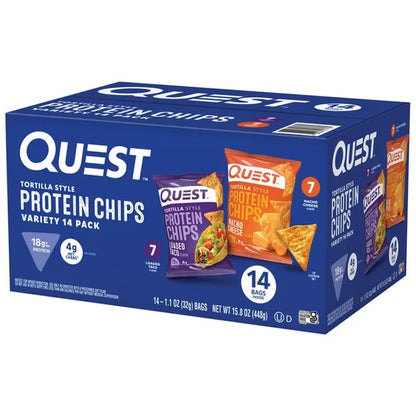 Quest Tortilla Style Protein Chips, Variety Pack, 1.1 oz, 14 ct