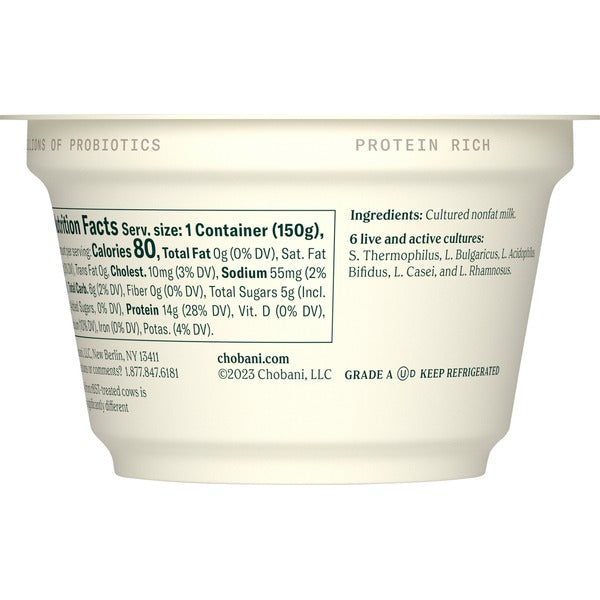 Chobani Yogurt, Greek, Nonfat, Plain