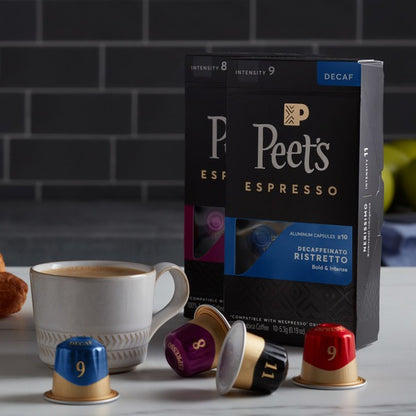 Peet's Coffee Espresso Capsules, Decaf Ristretto Intensity 9