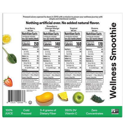 Pressed Juicery Wellness Smoothies, 10 oz, 8-count
