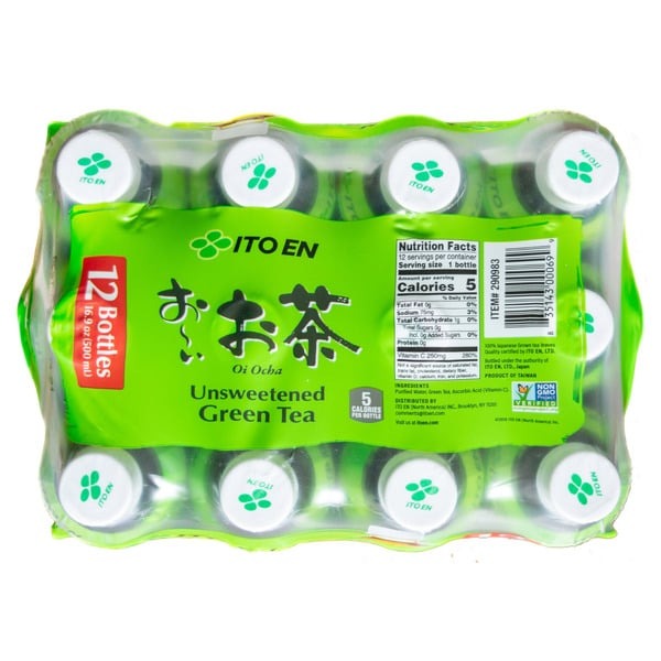 Ito En Oi Ocha Unsweetened Green Tea, 16.9 fl oz, 12-count