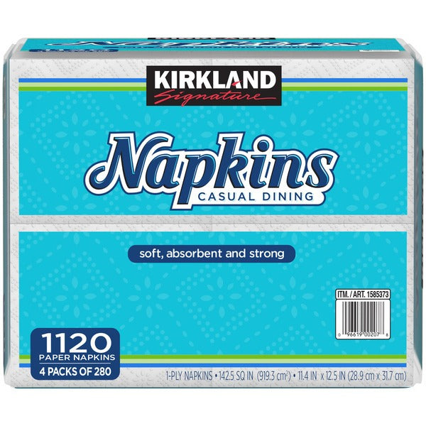 Kirkland Signature Casual Dining Paper Napkins, White, 1120 ct