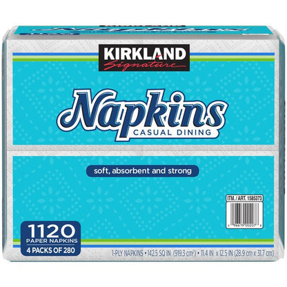 Kirkland Signature Casual Dining Paper Napkins, White, 1120 ct