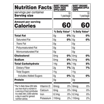 Bare Baked Crunchy, Apples Fuji & Reds, 0.53 Ounce (Pack of 16)