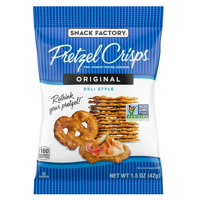 Snack Factory Pretzel Crisps, Variety Pack, 1.5 oz, 24 ct